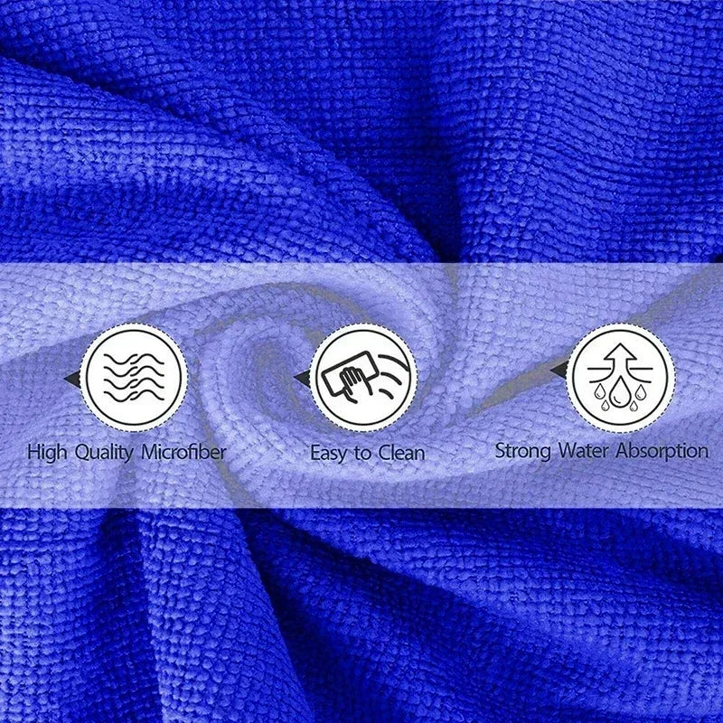 200pcs Microfiber Towels Car Wash Drying Cloth Blue Car Care Detailing Cleaning Polishing Duster Home Kitchen Washing Rags