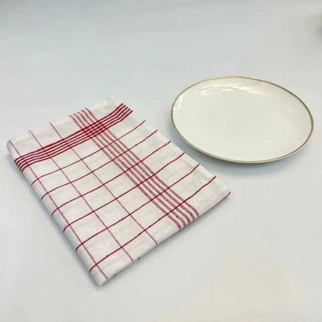 Large Plaid Kitchen Dish Towels Tea Towels Soft and Reusable Cleaning Cloths Quick Drying Dish Rags for Washing Dishes