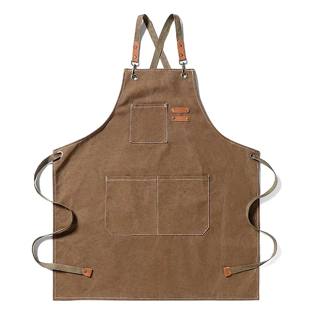 Kitchen Thicken Canvas Apron For Woman Men Waterproof Stain-Resistant With Pockets Cooking Apron Woodworking Painting Work Apron