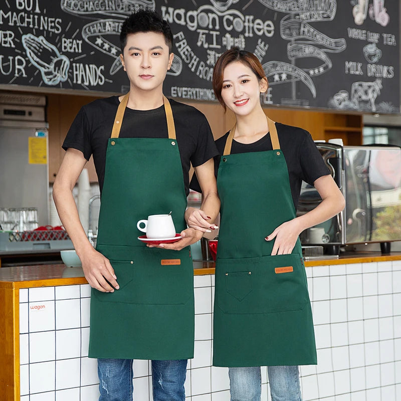 Customized Logo Design Apron Logo Signature Men's Women's Kitchen Aprons Home Chef Baking Clothes Waterproof  with Pockets