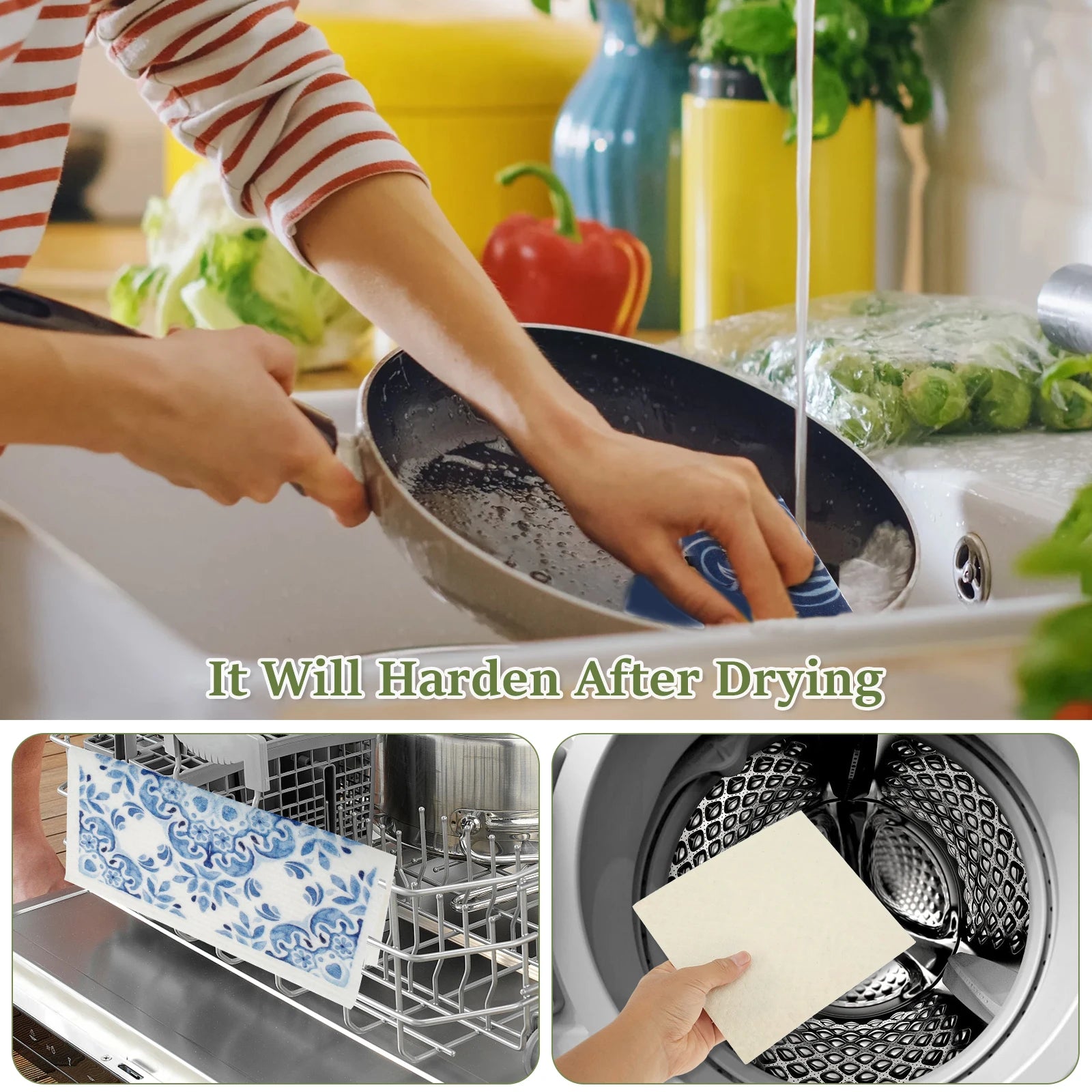 5/6/12PCS Kitchen Dish Towels Absorbent Swedish Dishcloths Kitchen Dish Rags Soft  Non-woven Cloths for Washing Dishes Cleaning