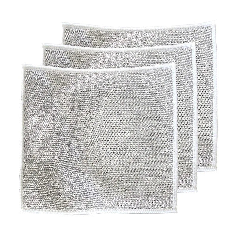5/12pcs Wire Dishwashing Rag, Multifunctional Non-Scratch Wire Dishcloth for Cleaning Kitchen Bathroom