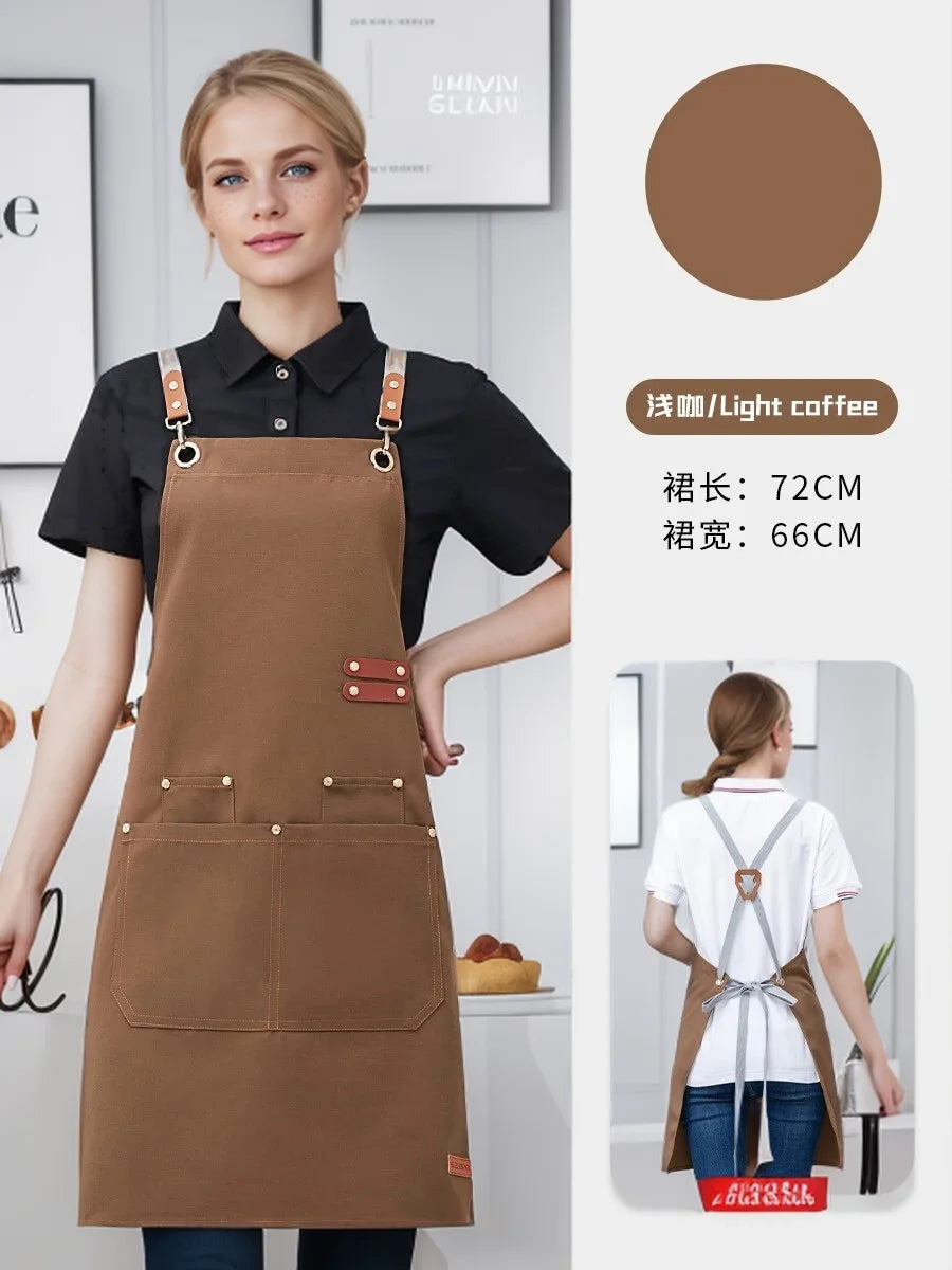Waterproof Kitchen Apron Perfessional Kitchen Apron Restaurant Shop Waiter Work Uniform Women/Men With Pockets Cleaning Pinafore