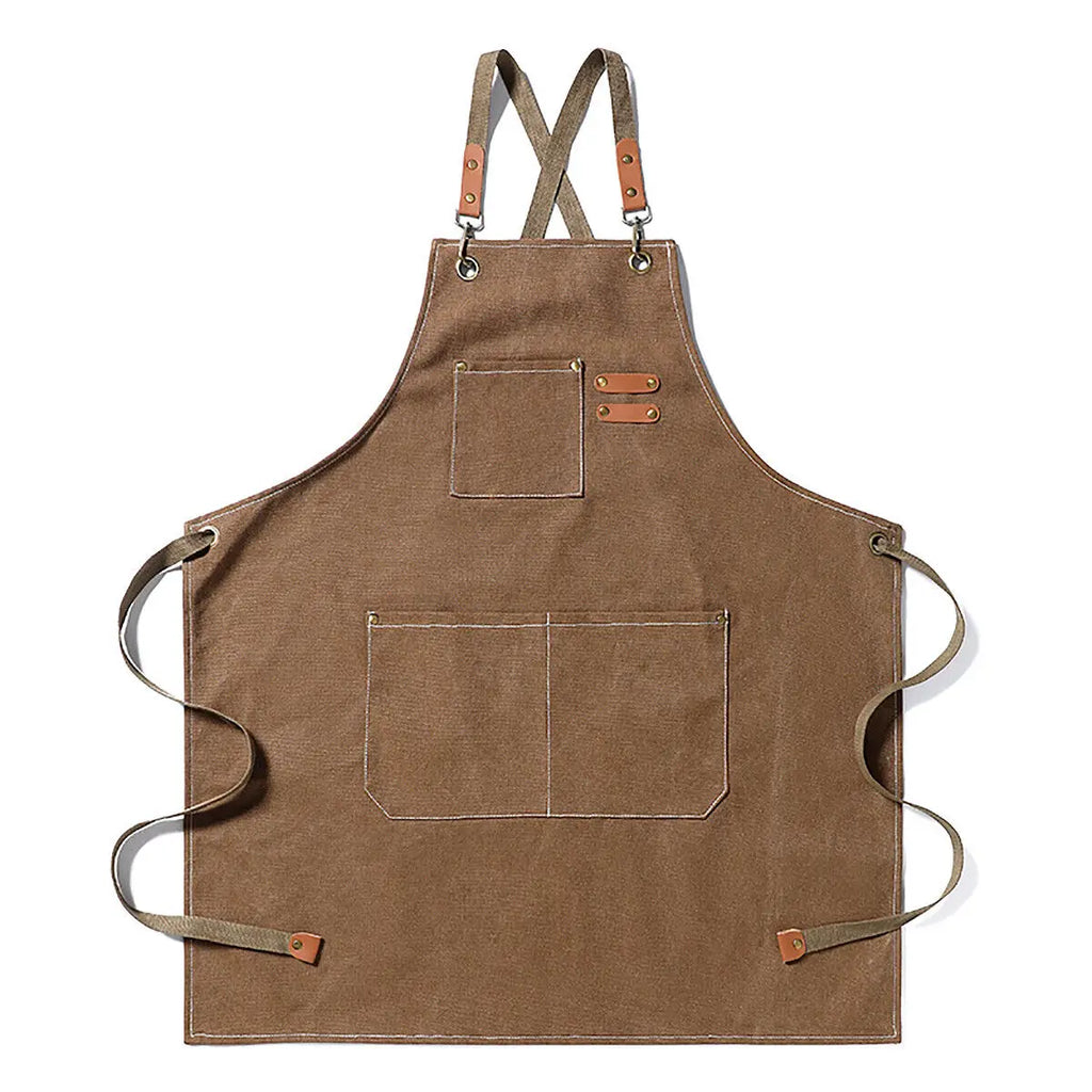 Kitchen Thicken Canvas Apron For Woman Men Waterproof Stain-Resistant With Pockets Cooking Apron Woodworking Painting Work Apron