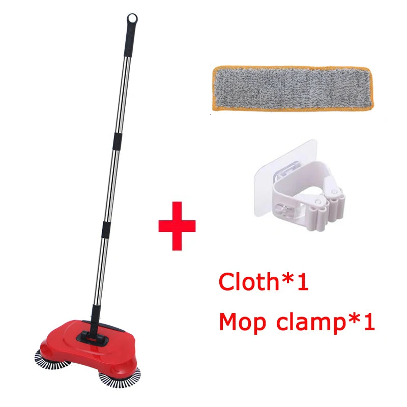 360° Hand Push Sweeper Vacuum Cleaner Sweeping and Mopping All-in-one Machine Broom Dustpan Combination for Home Office Cleaning