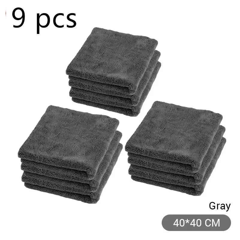 600GSM Microfiber Car Cleaning Towel 40X40cm Thickened Car Wash Towels Auto Detailing Care Drying Cloth Rags 1-20 pcs
