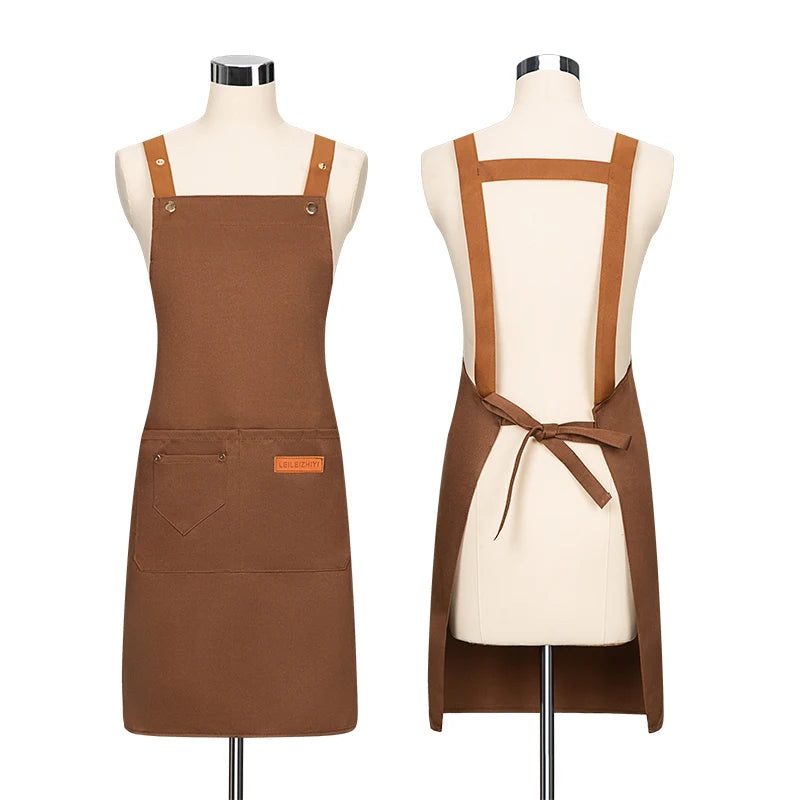 Water Repellent Kitchen Apron Unisex with Pockets Work Cleaning Restaurant Waiter Work Apron Florist Bubble Tea Shop Pinafore