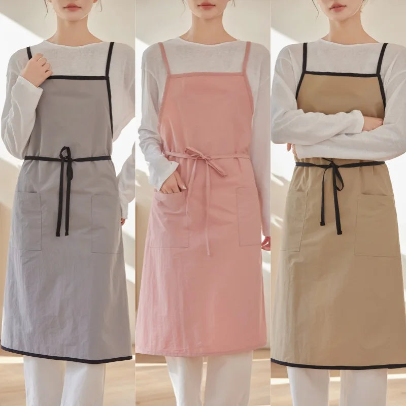 Premium Waterproof Antistatic Fabric Custom Logo Korean Japanese Style Apron Unisex High Quality Ready Stock