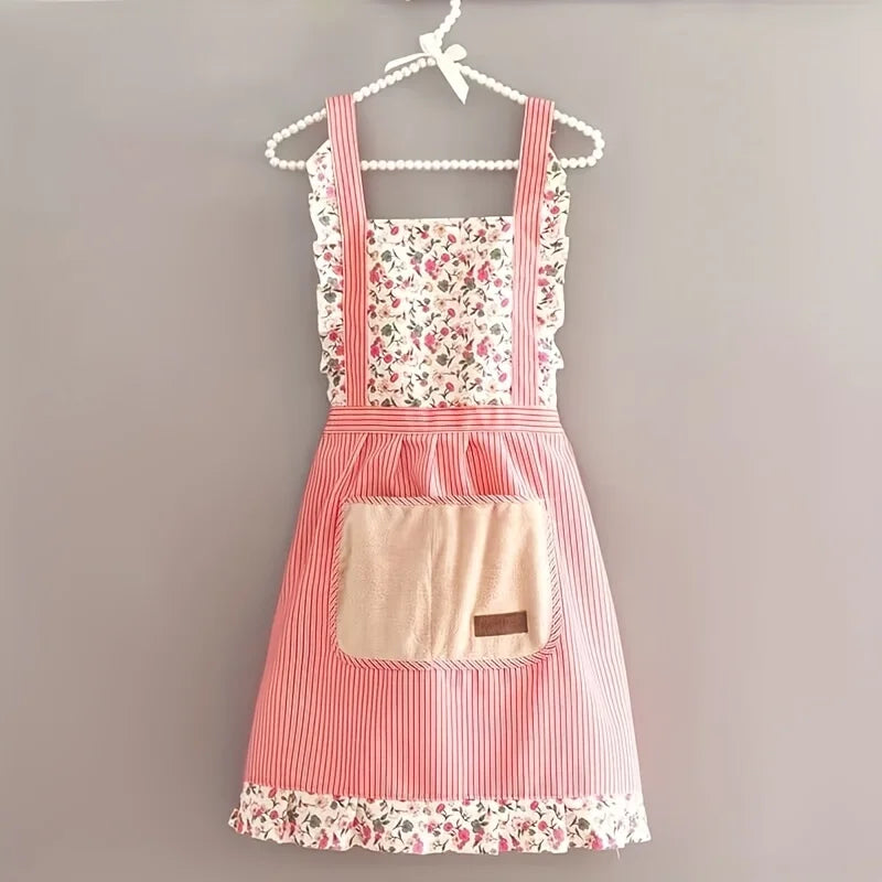 Cotton Apron Canvas Cover Up Women's New Breathable Long Sleeve Apron Kitchen Household Stain Resistant Dirty Work Clothes