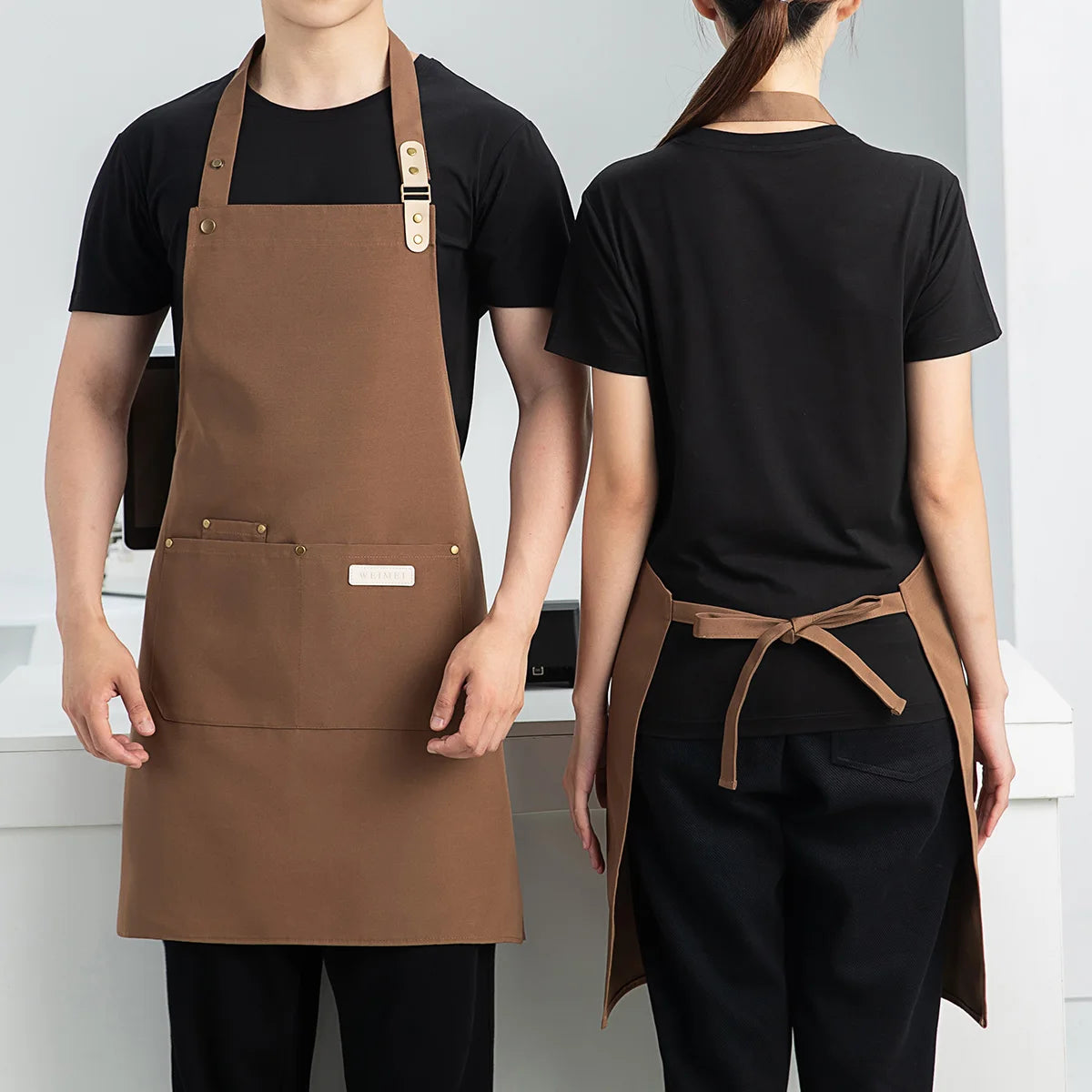 1 Piece Chef Apron Unisex Waterproof Canvas Durable for Restaurant Hotel Baking Beauty Salon Nail Art Kitchen Cooking