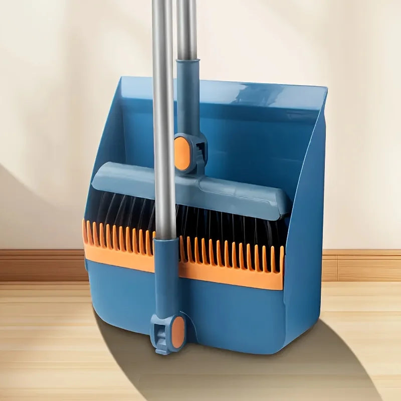 Introducing a Versatile 3-In-1 Broom And Dustpan Cleaning Set That Is Both Rotatable And Foldable.