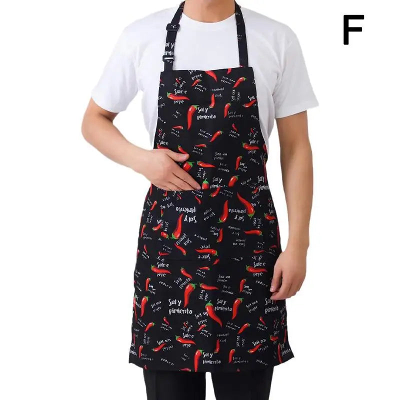 Half-length Adjustable Kitchen Apron Adult Striped Restaurant Hotel Chef Waiter Apron Picnic Cook Apron With 2 Pockets