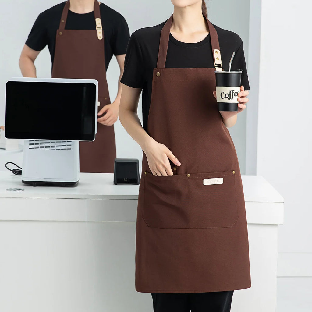 1 Piece Chef Apron Unisex Waterproof Canvas Durable for Restaurant Hotel Baking Beauty Salon Nail Art Kitchen Cooking