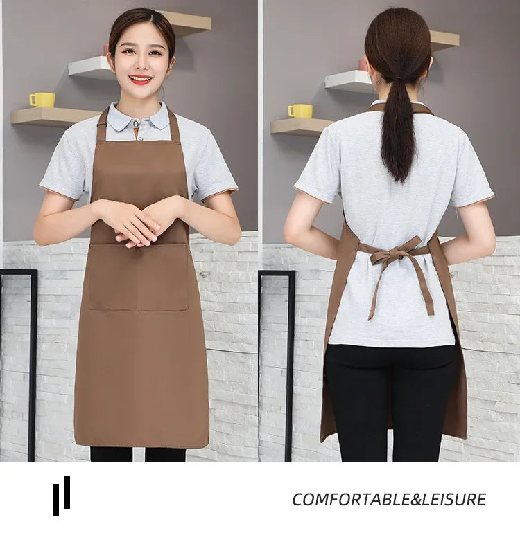 Customizable White Black Apron Customize Logo Personalized Apron Waterproof For Man Women Cooking Restaurant Waiter Work Clothes