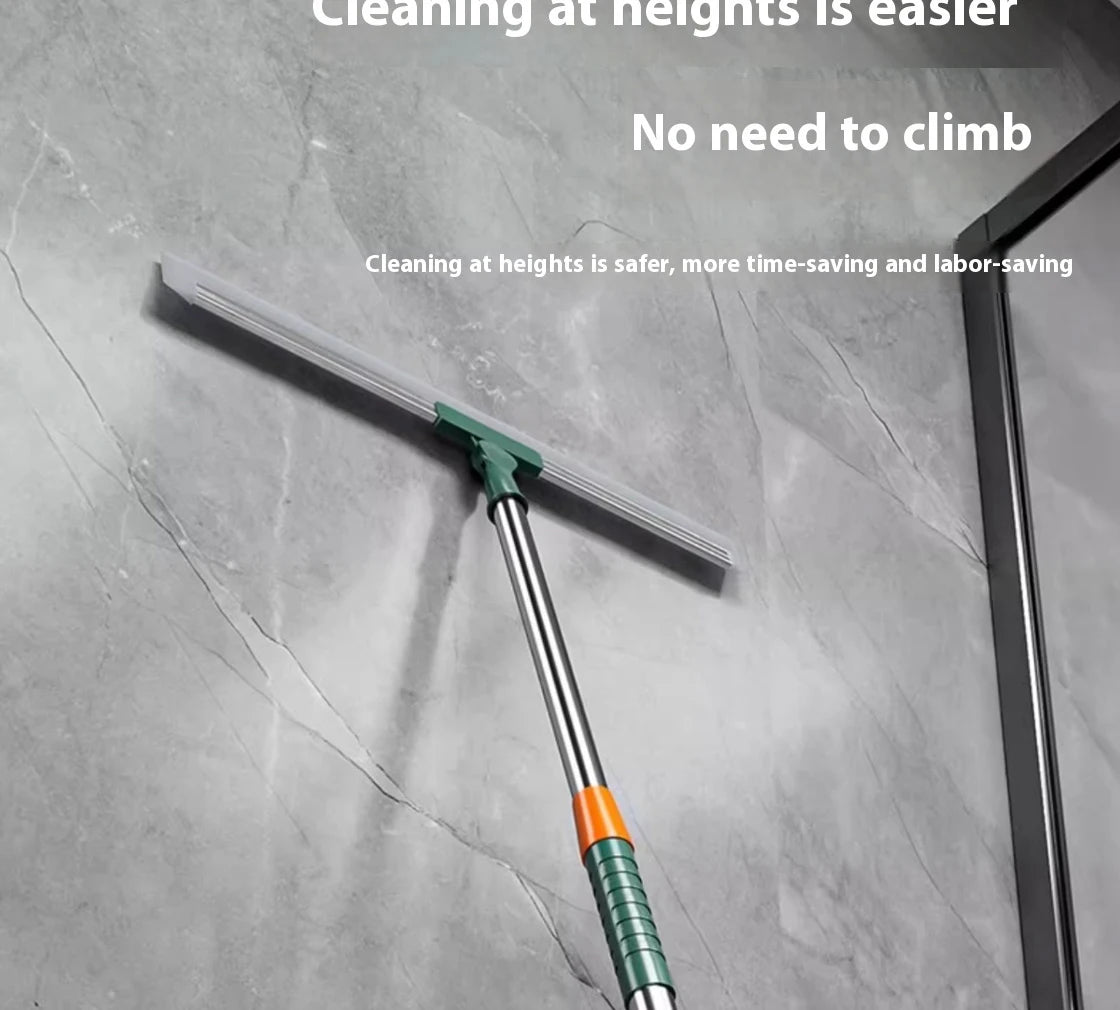 Silicone Scraper Broom with Squeegee for Floor, Glass & Bathroom Cleaning