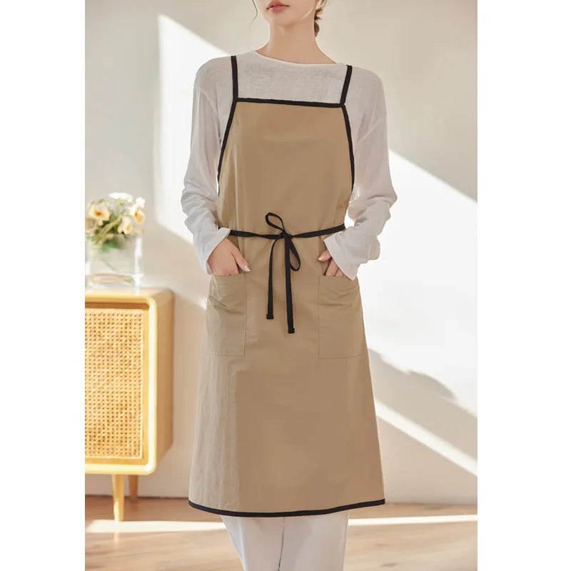 Premium Waterproof Antistatic Fabric Custom Logo Korean Japanese Style Apron Unisex High Quality Ready Stock