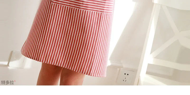 Kitchen Apron Fashionable Linen Striped Aprons For Restaurant Work Chef Waiter Adjustable Size Household Kitchen Cleaning Apron