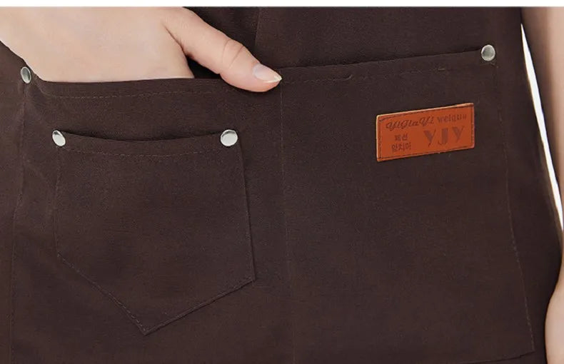 Water Repellent Kitchen Apron Unisex with Pockets Work Cleaning Restaurant Waiter Work Apron Florist Bubble Tea Shop Pinafore