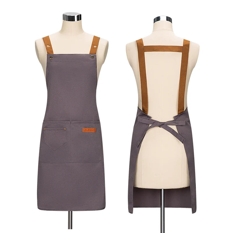 Water Repellent Kitchen Apron Unisex with Pockets Work Cleaning Restaurant Waiter Work Apron Florist Bubble Tea Shop Pinafore