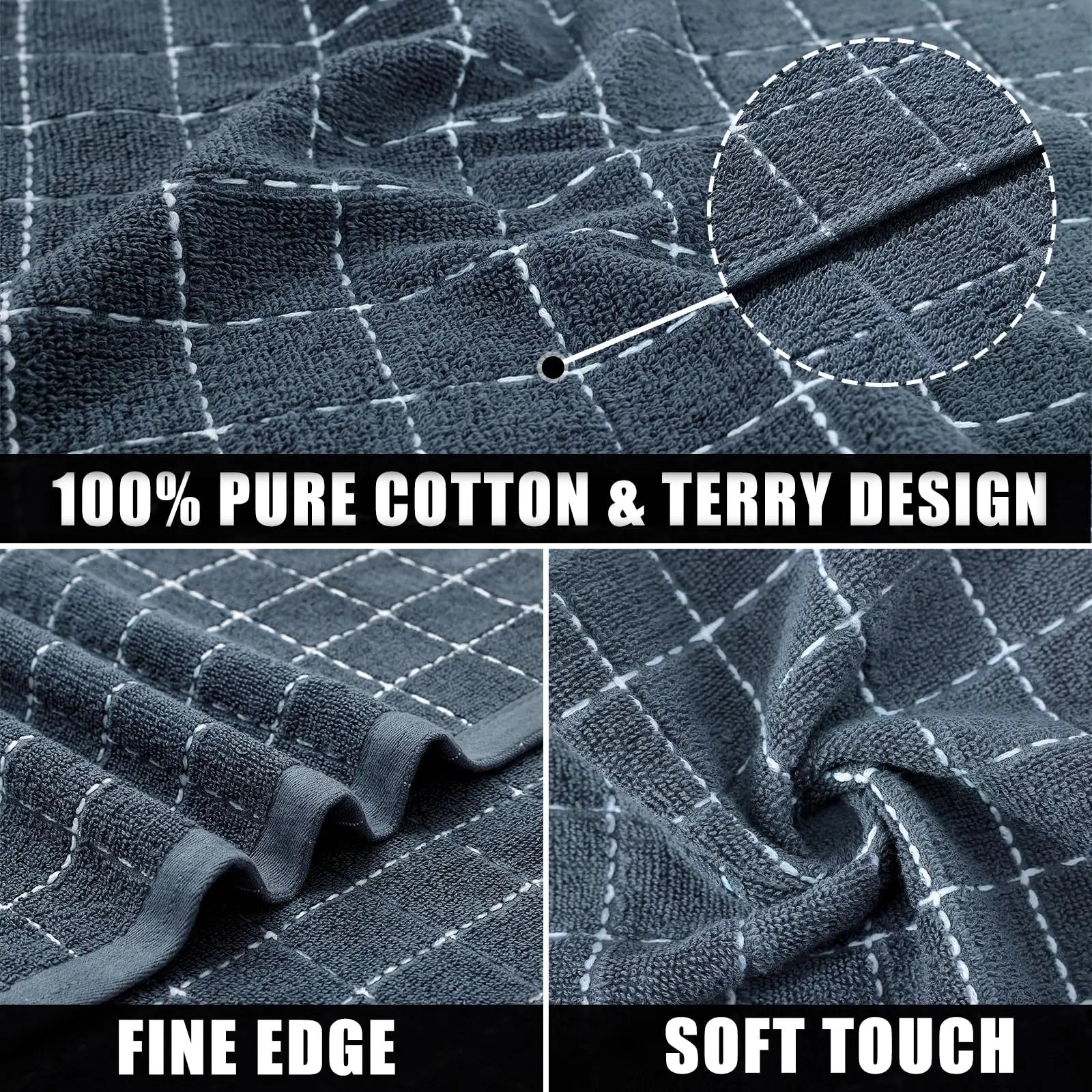 Olanly Cotton Terry Cloth Kitchen Towels Thicken Super Absorbent Dishcloth Reusable High-efficiency Cleaning Rags Daily Dish Rag