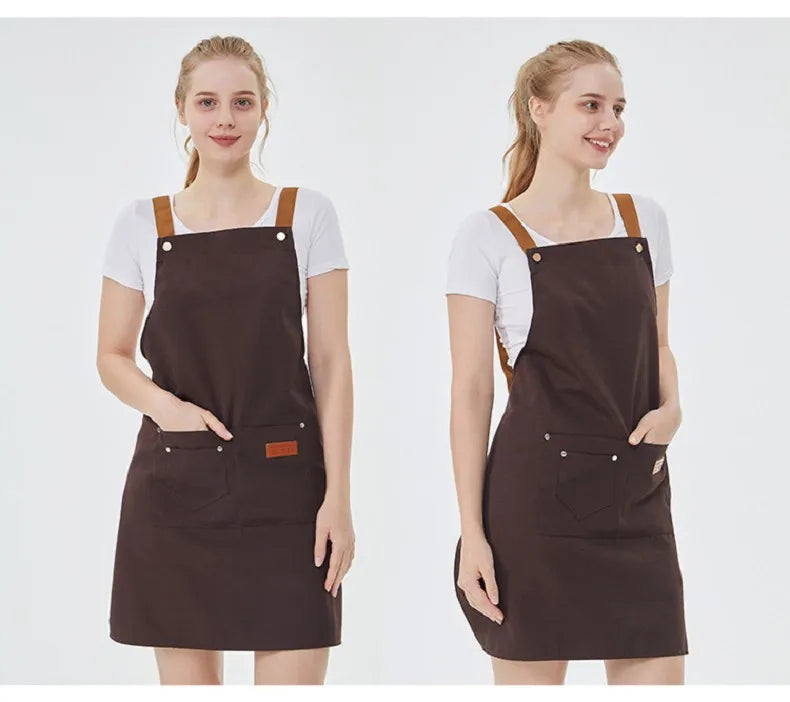 Water Repellent Kitchen Apron Unisex with Pockets Work Cleaning Restaurant Waiter Work Apron Florist Bubble Tea Shop Pinafore
