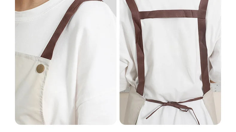 Hello Letter Printed Waterproof Apron Kitchen Cooking Home Large Pocket Storage Baking Shoulder Aprons Hotel Specific Practical