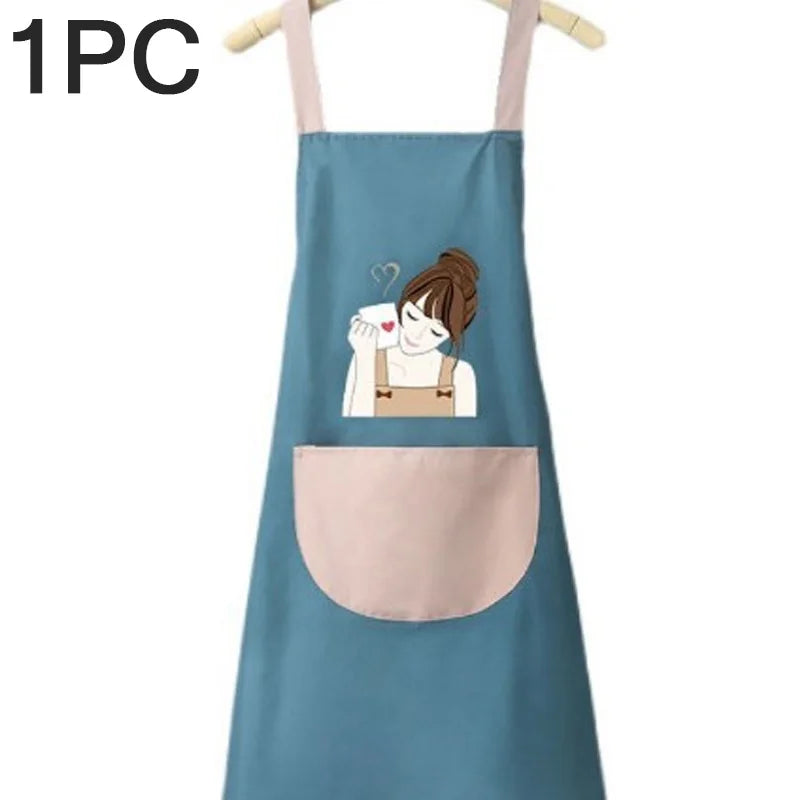 Waterproof PVC Apron - Adjustable Oil & Stain Resistant Kitchen Apron, Unisex for Grilling, Baking & Cooking