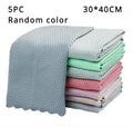 5/10pc Microfiber Glass Cleaning Cloth Rag Lint-Free For Windows Car Kitchen Mirror No Trace Reusable Fish Scale Rag Polishing