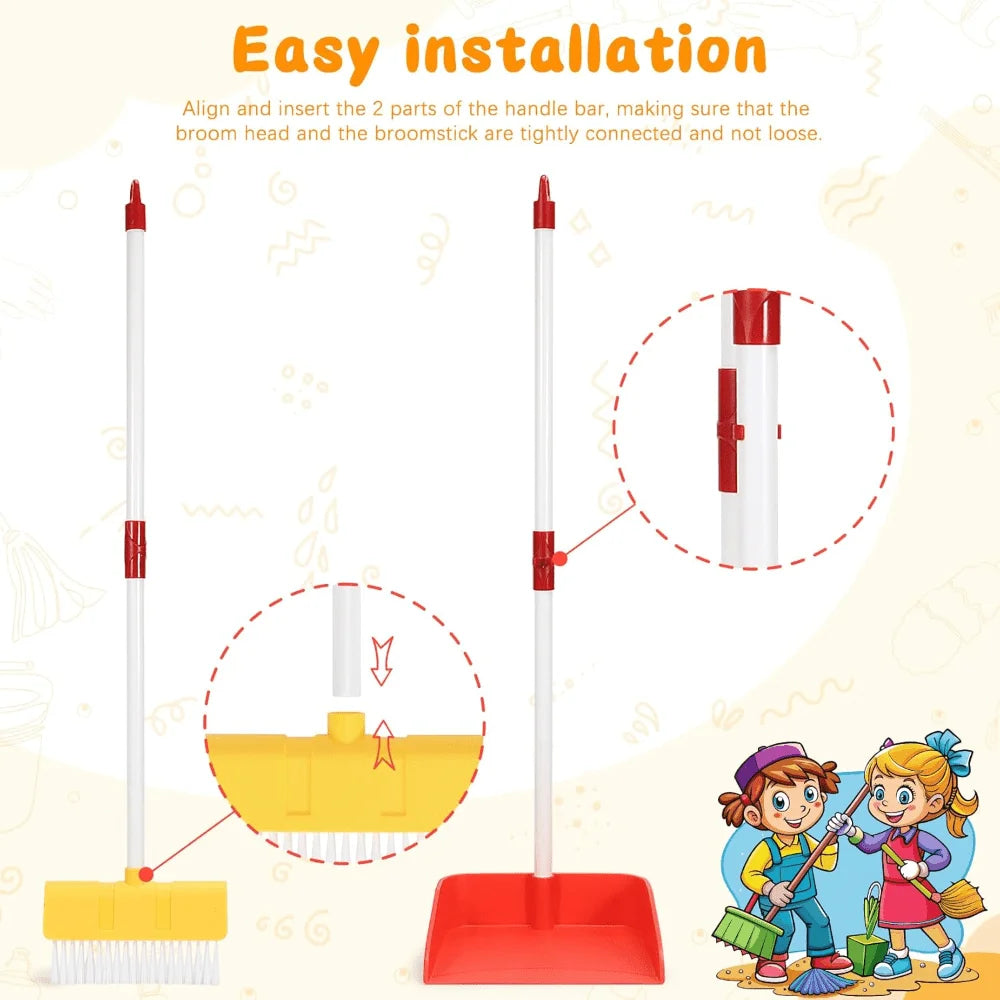 Kids Cleaning Toy Set Children Broom Dust Pan Set for Housekeeping Pretend Play Cleaning Set, Cleaning Toys Gift for Girls Boys