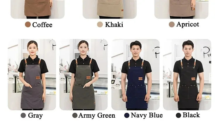 Waterproof Kitchen Apron Perfessional Kitchen Apron Restaurant Shop Waiter Work Uniform Women/Men With Pockets Cleaning Pinafore