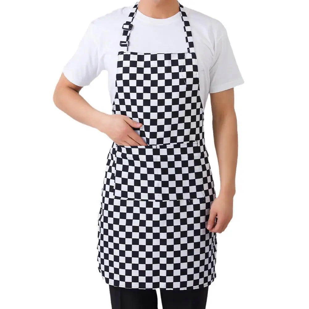 Half-length Adjustable Kitchen Apron Adult Striped Restaurant Hotel Chef Waiter Apron Picnic Cook Apron With 2 Pockets