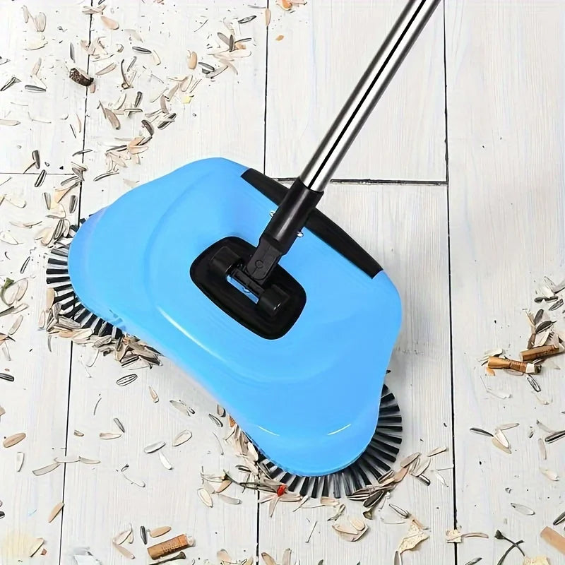 360° Hand Push Sweeper Vacuum Cleaner Sweeping and Mopping All-in-one Machine Broom Dustpan Combination for Home Office Cleaning