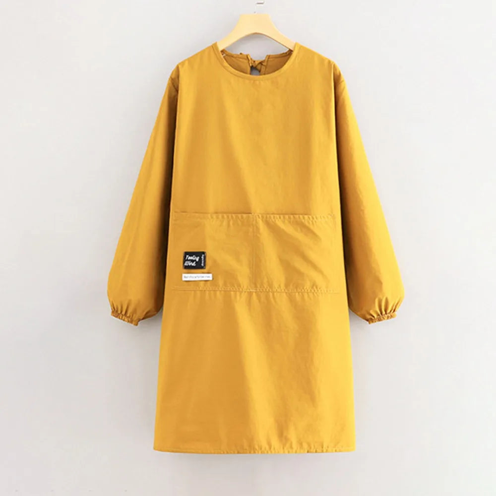 Solid color Kitchen Apron Long Sleeve Waterproof Coffee House Aprons Anti-fouling Breathable Catering Work Clothes