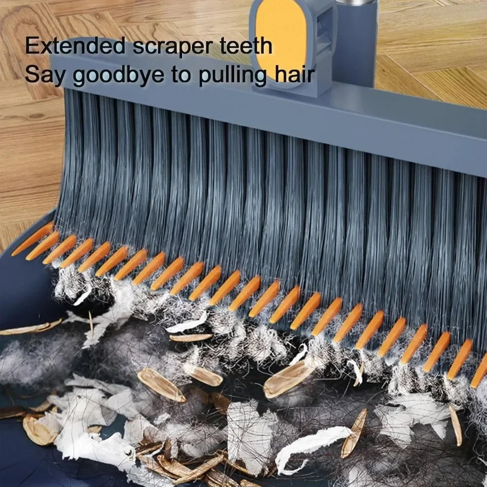 Broom and Dustpan Combo Set, Long Handled Adjustable Broom and Dustpan Set for Sweeping Home,Indoor Kitchen, Office Lobby Floor