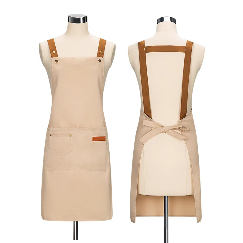 Water Repellent Kitchen Apron Unisex with Pockets Work Cleaning Restaurant Waiter Work Apron Florist Bubble Tea Shop Pinafore
