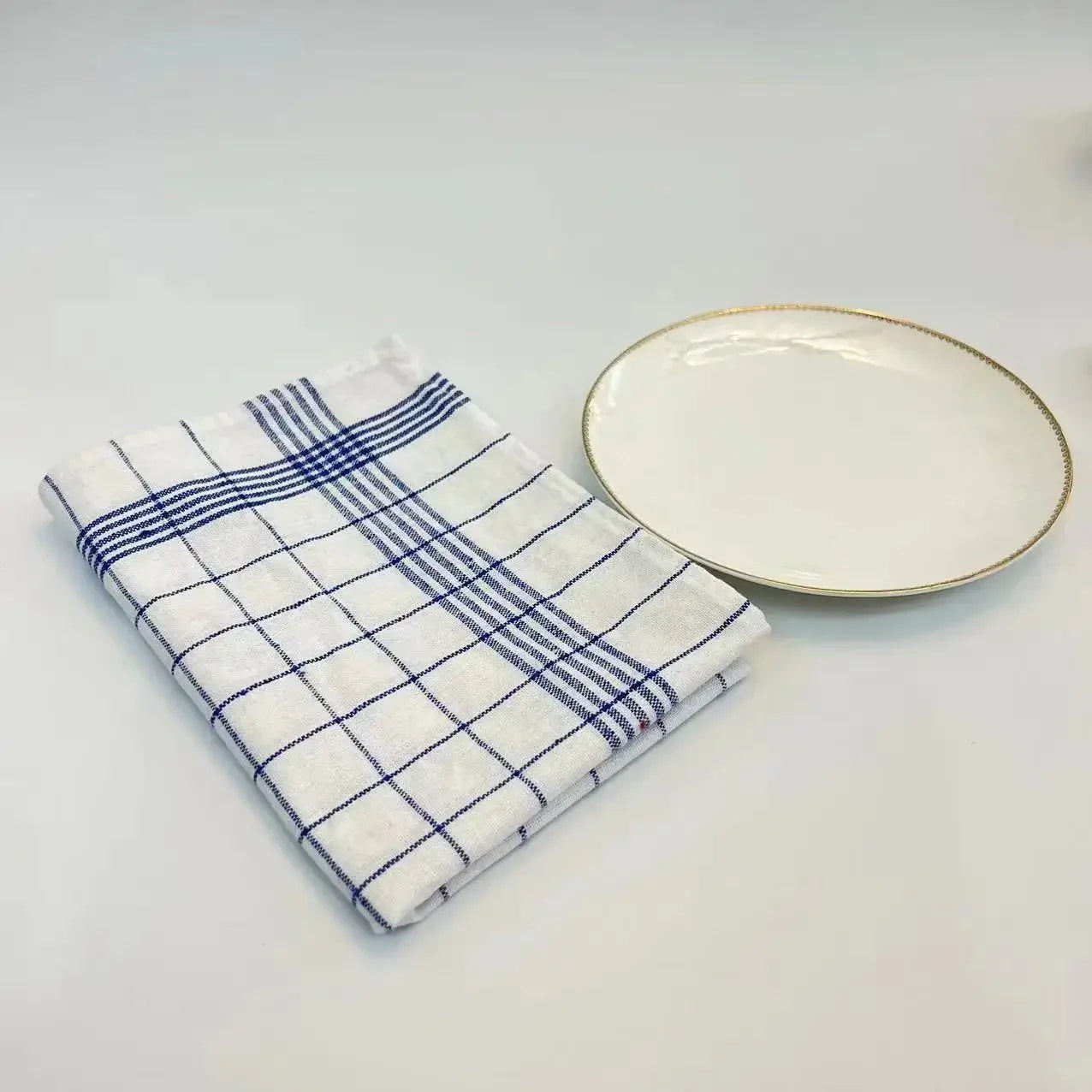 Large Plaid Kitchen Dish Towels Tea Towels Soft and Reusable Cleaning Cloths Quick Drying Dish Rags for Washing Dishes