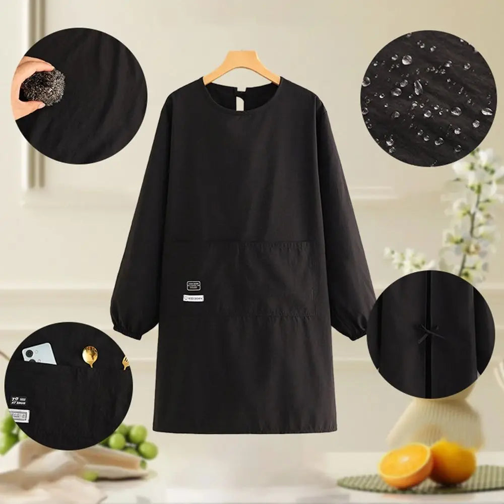 Solid color Kitchen Apron Long Sleeve Waterproof Coffee House Aprons Anti-fouling Breathable Catering Work Clothes