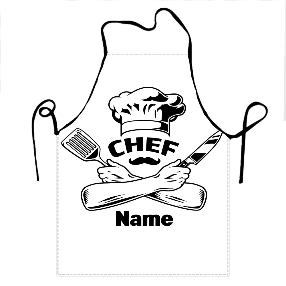 Custom Name Pattern Chef Hat Cooking Apron for Women Men Unisex Bib Kitchen Cooking Tablier Cuisine Chef Baking