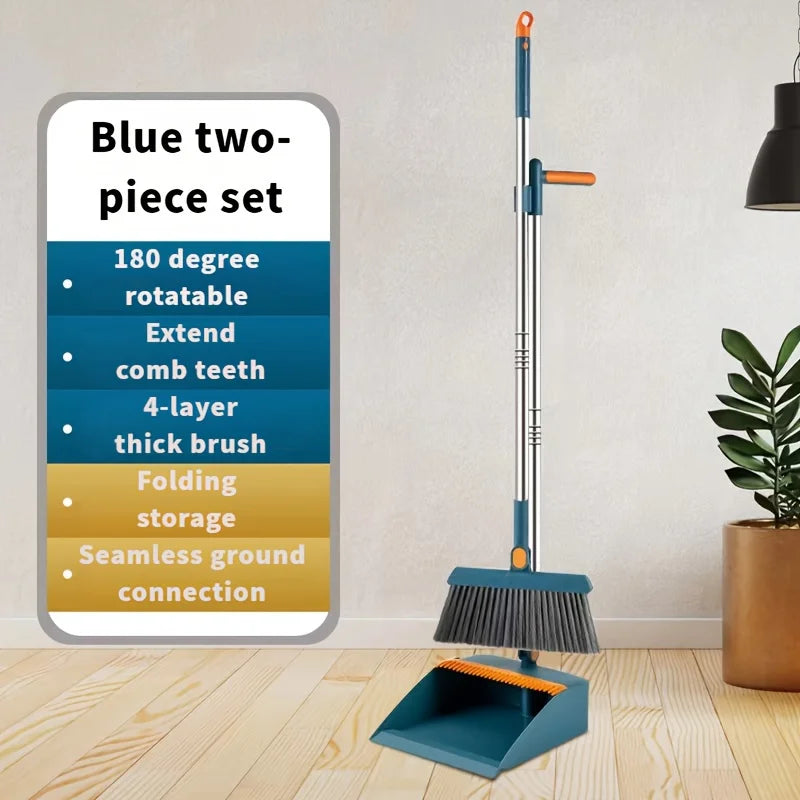 Two piece new broom set, dustpan combination, household sweeping broom, folding broom, wiper, dustpan, garbage shovel