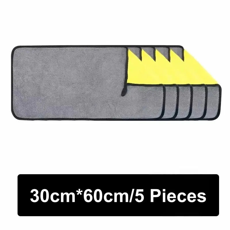 1/2/5/6/10pcs Microfiber Cleaning Towel Thicken Soft Drying Cloth Car Body Washing Towels Double Layer Clean Rags 30/40/60cm
