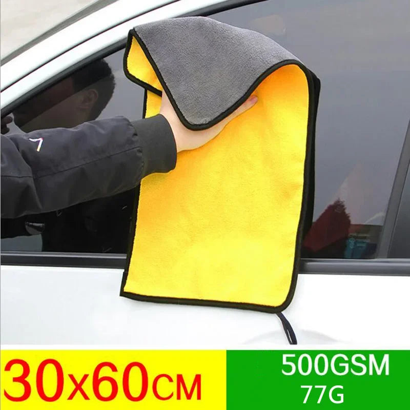 1/2/5/6/10pcs Microfiber Cleaning Towel Thicken Soft Drying Cloth Car Body Washing Towels Double Layer Clean Rags 30/40/60cm