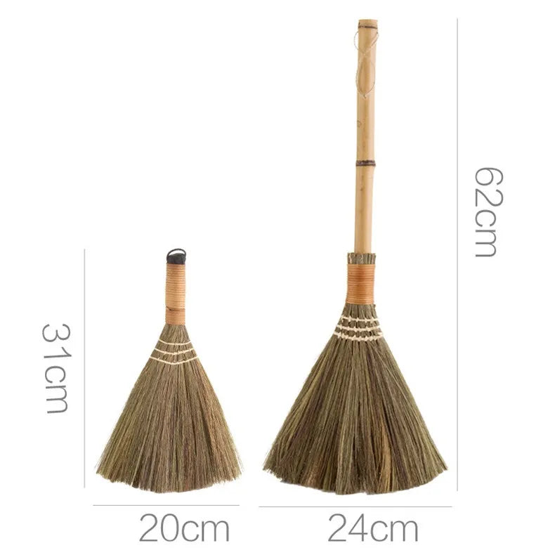 Japan Soft Fur Broom Manual Wooden Floor Sweeping Brooms Straw Braided Household Floor Cleaning Archaize Handmade Cleaning Tools