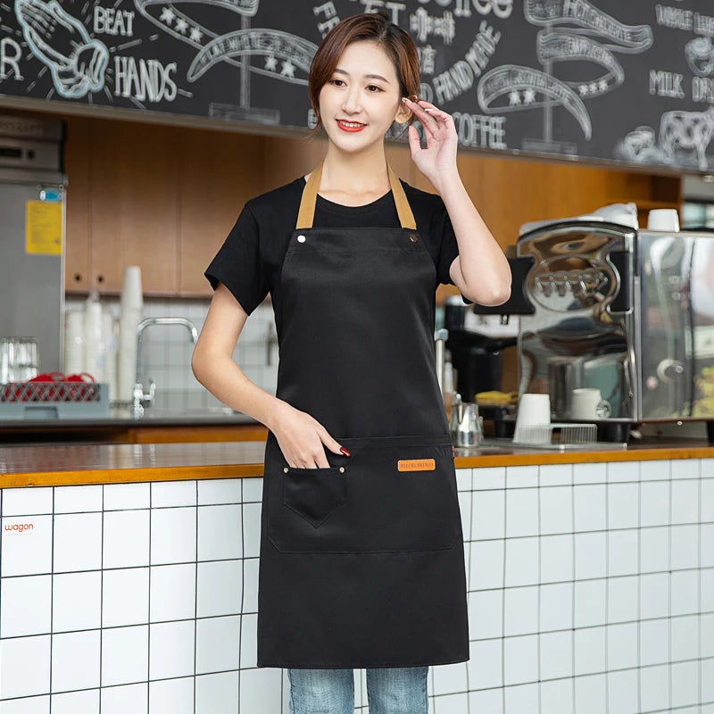 Customized Logo Design Apron Logo Signature Men's Women's Kitchen Aprons Home Chef Baking Clothes Waterproof  with Pockets