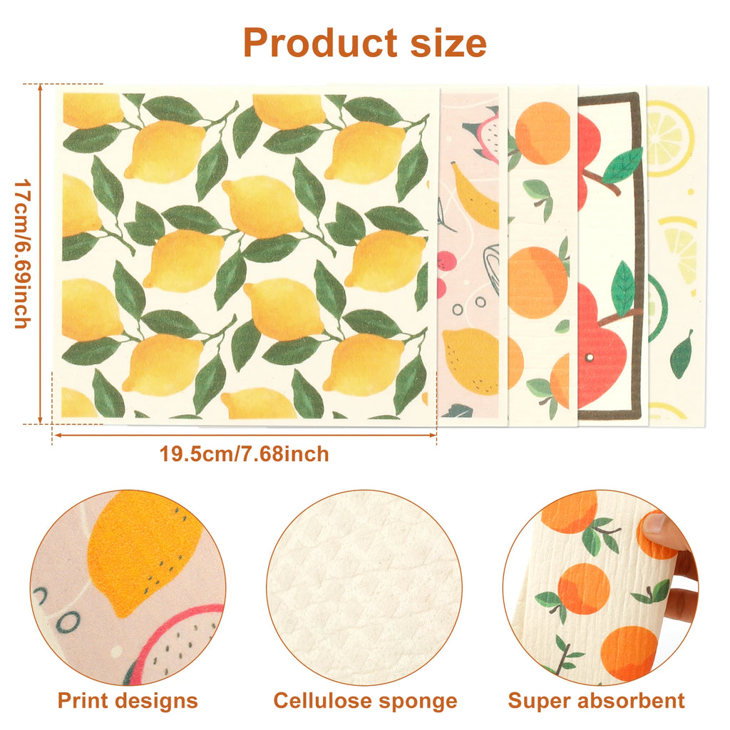 5/6/12PCS Kitchen Dish Towels Absorbent Swedish Dishcloths Kitchen Dish Rags Soft  Non-woven Cloths for Washing Dishes Cleaning