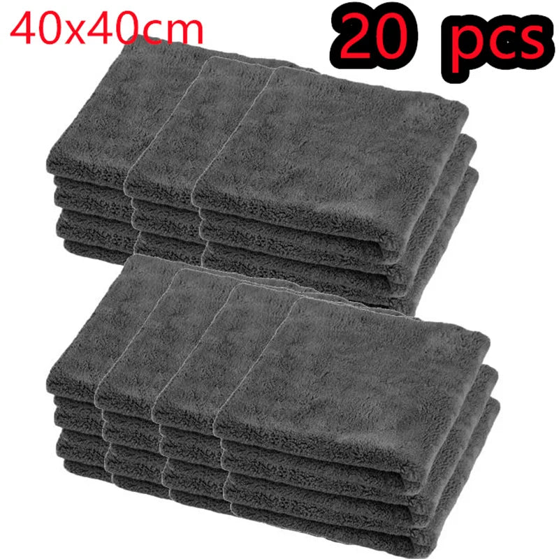 600GSM Microfiber Car Cleaning Towel 40X40cm Thickened Car Wash Towels Auto Detailing Care Drying Cloth Rags 1-20 pcs