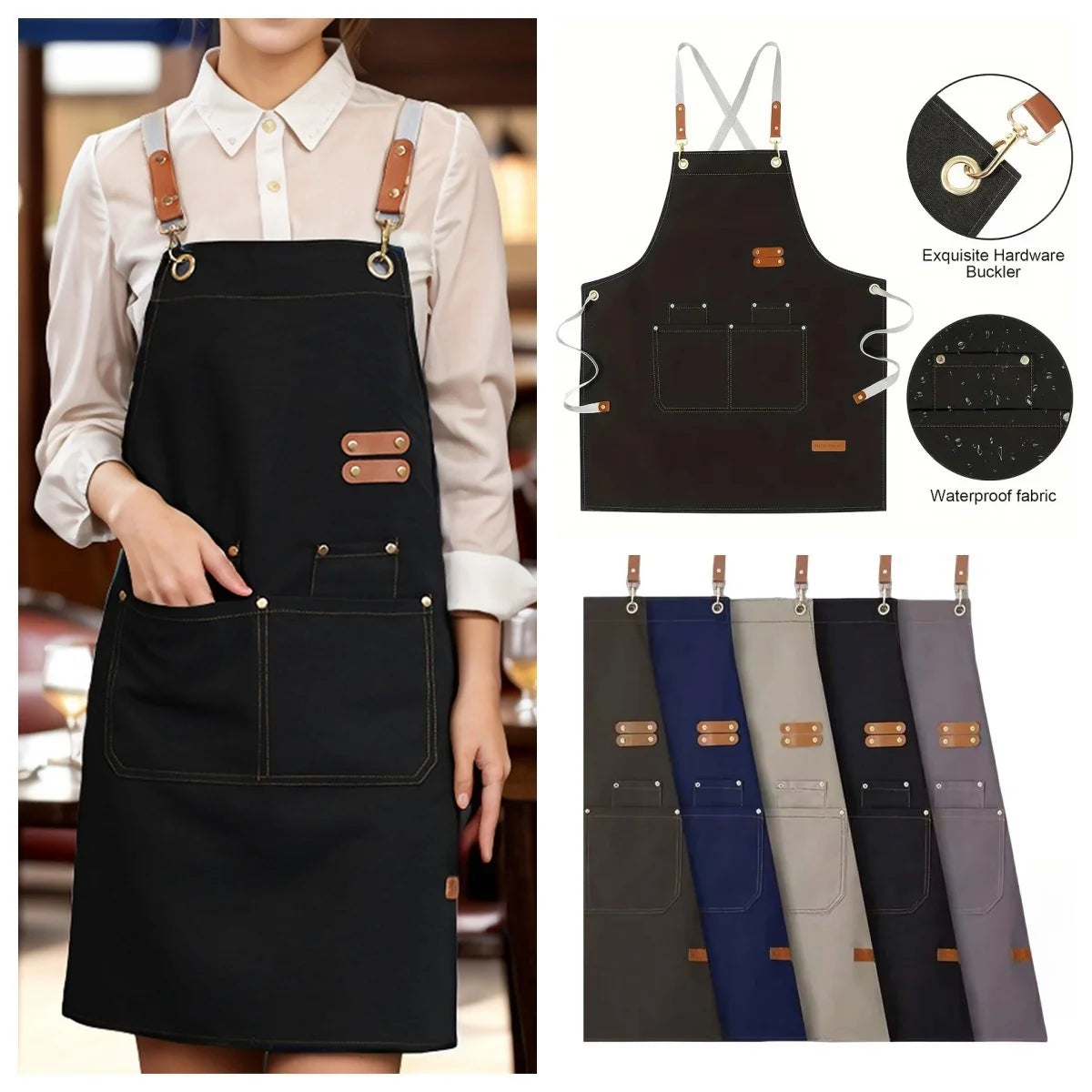 Chef's apron for hotel cooking restaurant waiter; ladies' restaurant coffee shop baking shop manicure shop work apron uniform fo