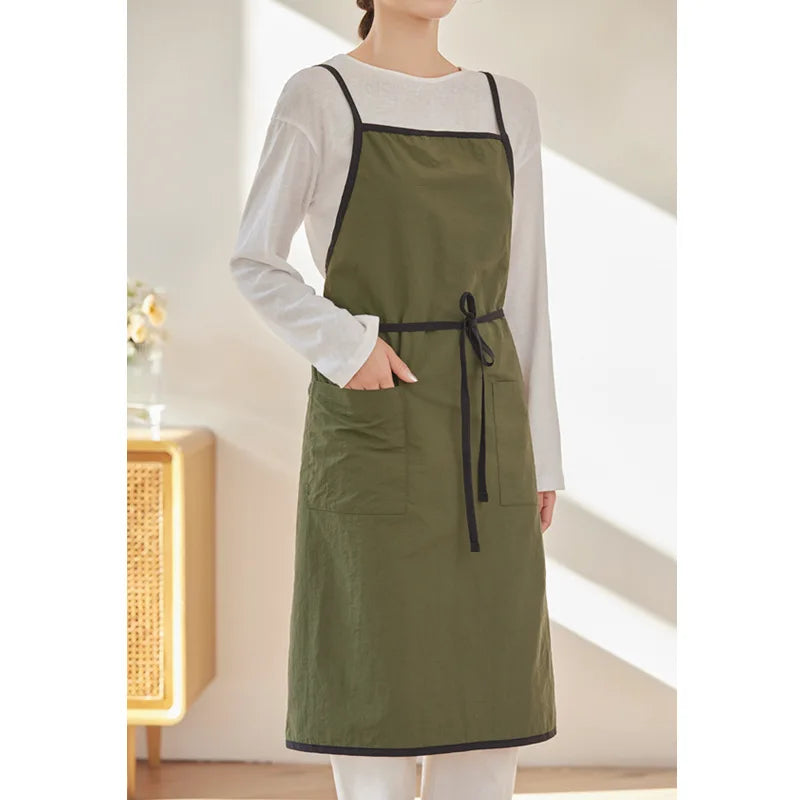 Premium Waterproof Antistatic Fabric Custom Logo Korean Japanese Style Apron Unisex High Quality Ready Stock