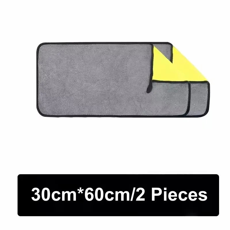 1/2/5/6/10pcs Microfiber Cleaning Towel Thicken Soft Drying Cloth Car Body Washing Towels Double Layer Clean Rags 30/40/60cm