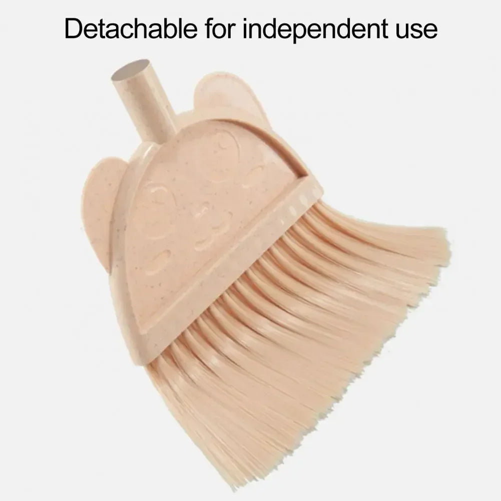 1 Set Mini Children Broom Dustpan Cartoon Flexible Bristles Kids Pretend Play Toddlers Indoor Outdoor Floor Sweeping Tool Kit