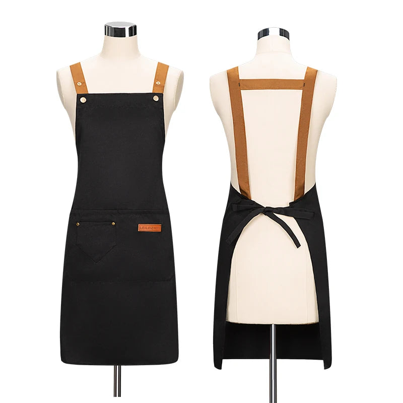 Water Repellent Kitchen Apron Unisex with Pockets Work Cleaning Restaurant Waiter Work Apron Florist Bubble Tea Shop Pinafore